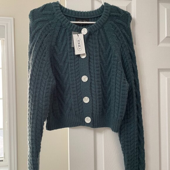 CIDER Peacock Button Up Cardigan - Size Small - Picture 1 of 5